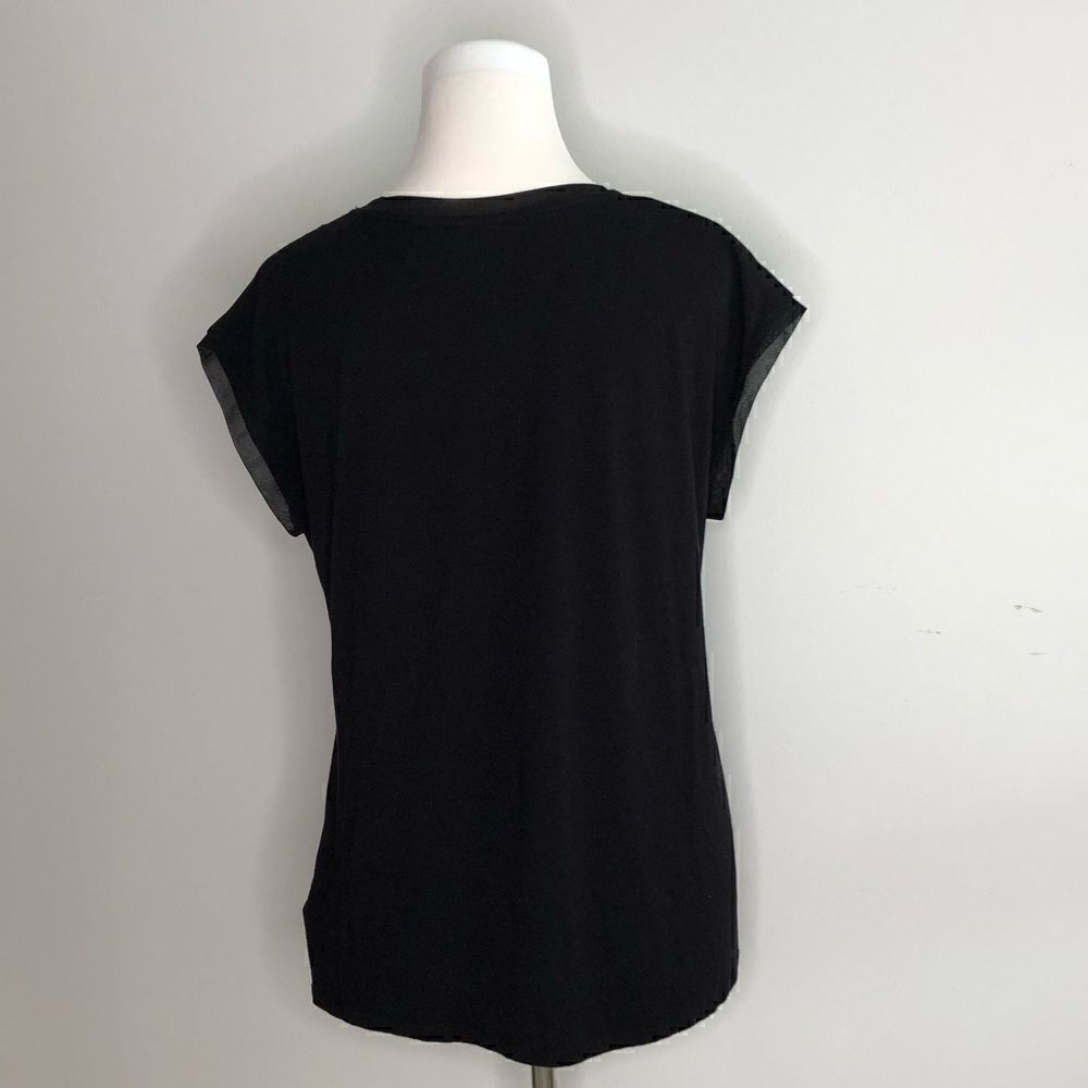 Tahari Black Shirt with Mesh Detailing - Picture 9 of 11